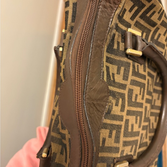 Fendi Brown and Tan Logo Boston Bag - Picture 2 of 11